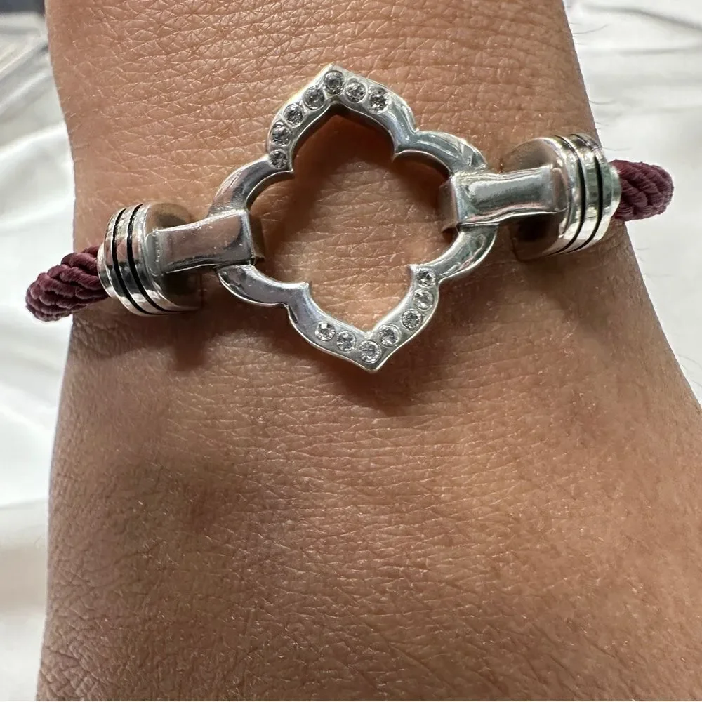 Brighton Burgundy Rope Bracelet with Silver-Tone Clasp & Crystal Accents